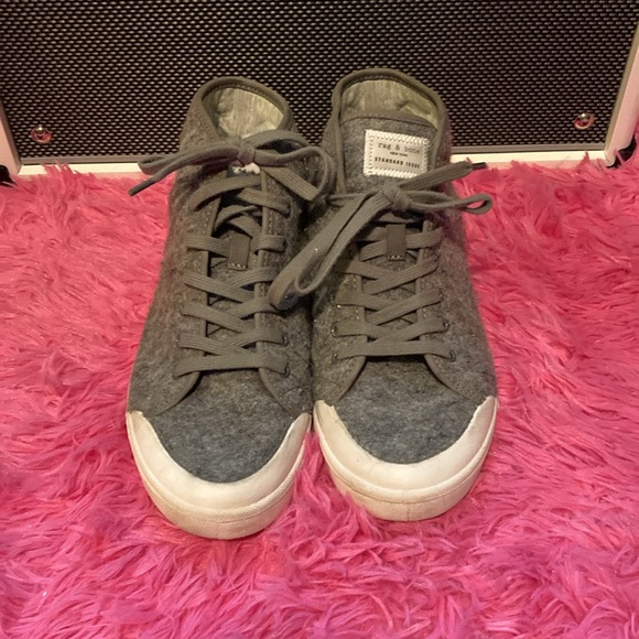Rag & Bone Standard Issue wool felt gray high top sneakers size EU40/US10 - Picture 2 of 14
